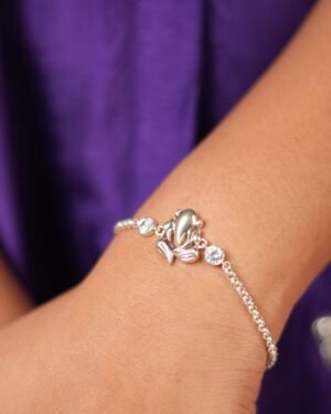 925 Silver Ganesha Bracelet With Mossinate Diamonds