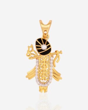 925 Silver yellow Polished Krishna Pendant With Mossinate Diamonds & Enamel Work