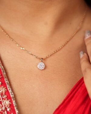 Round Floral Diamond Pendant Set