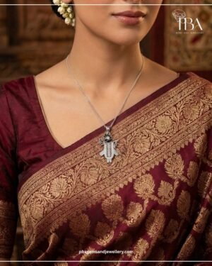 925 Silver Krishna Pendant With Mossinate Diamonds & Enamel Work