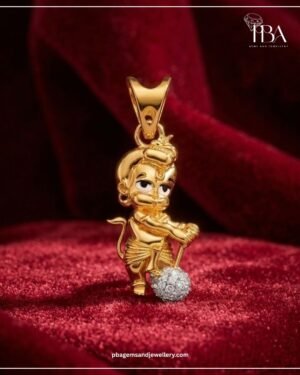 9kt/14kt/18kt Gold Little Hanuman Pendant WITH LAB DIAMONDS