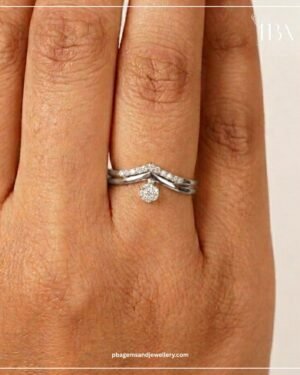 925 SILVER MOSSINATE DIAMOND Elegant V-Halo Solitaire Ring