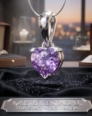 925 Silver HEART SHAPE MOSSINATE DIAMOND PENDANT