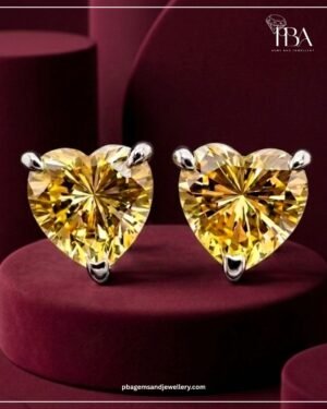 925 Silver HEART SHAPE STUDS With Mossinate Diamonds