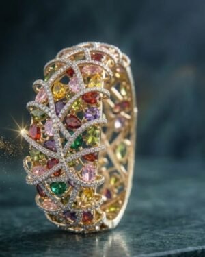 925 Silver yellow Polished colour Stone Bracelet