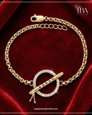 9kt/14kt/18kt Gold Krishna Flute Bracelet With LAB GROWN Diamonds