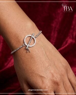 925 Silver Krishna Flute Bracelet With Mossinate Diamonds