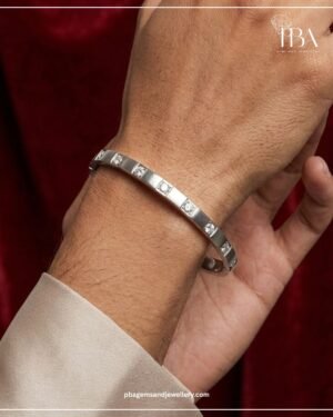 925 SILVER BRACELET MENS WITH MOSSINATE DIAMOND
