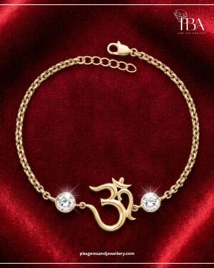 9kt/14kt/18kt Gold OM Bracelet With LAB Diamonds