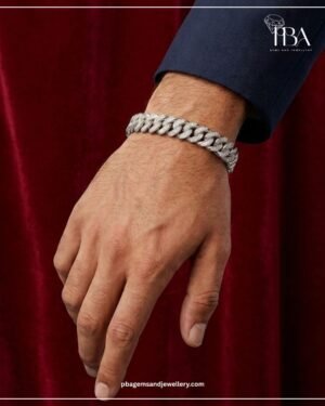 925 SILVER MENS BRACELET WITH MOSSINATE DIAMONDS