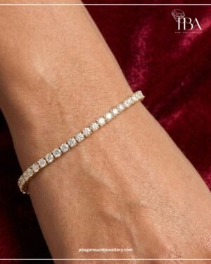 925 SILVER TENNIS BRACELET ROUND MOSSINATE DIAMOND GOLD PLATTED