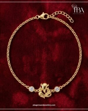 9kt/14kt/18kt Gold Ganesha Bracelet With LAB Diamonds