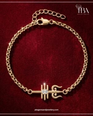 9kt/14kt/18kt Gold Trishul Bracelet With LAB Diamonds