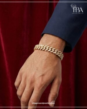 9KT/14KT/18KT GOLD MENS BRACELET WITH LAB GROWN DIAMONDS