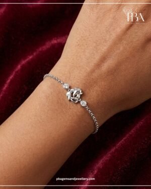 925 Silver Ganesha Bracelet With Mossinate Diamonds