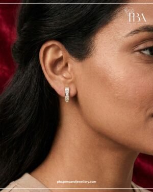 925 SILVER YELLOW POLISHED STUDDED EARRING WITH MOSSINATE DIAMOND