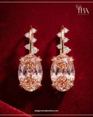 9KT/14KT/18KT GOLD PINK OVAL SHAPE LAB GROWN DIAMOND EARRINGS