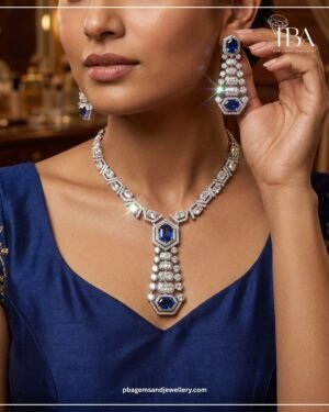 925 SILVER SET WITH MATCHING EARRINGS WITH MOSSINATE DIAMONDS