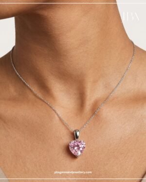 925 Silver HEART SHAPE MOSSINATE DIAMOND PENDANT