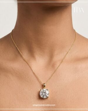 925 SILVER YELLOW POLISHED PENDANT CHAIN WITH ROUND MOSSINATE DIAMOND