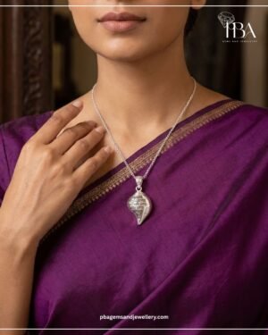 925 Silver Shankh Pendant with Krishna Mantra