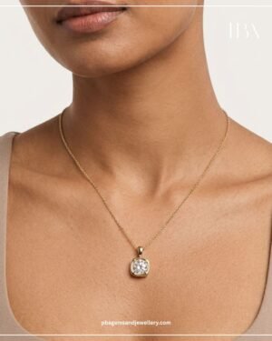 925 SILVER YELLOW POLISHED PENDANT WITH MOSSSINATE DIAMOND