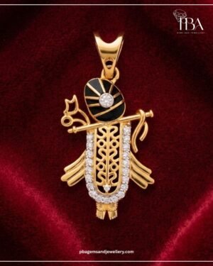 9kt/14kt/18kt Gold Krishna Pendant With LAB Diamonds & Enamel Work