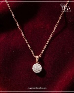 9kt/14kt/18kt Gold Round Floral LAB GROWN Diamond Pendant Set