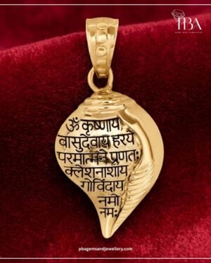 9kt/14kt/18kt Gold Shankh Pendant with Krishna Mantra