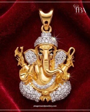 9kt/14kt/18kt Gold Lord Ganesha Pendant With LAB Diamonds