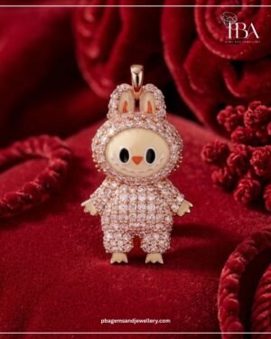 9kt/14kt/18kt Gold Labubu Bunny Suit Pendant with LAB diamonds