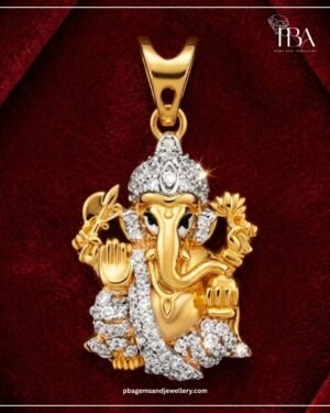 9kt/14kt/18kt Gold Lord Ganesha Pendant With LAB Diamonds