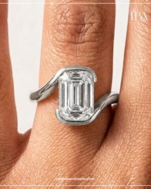 925 SILVER EMBREALD MOSSINATE DIAMOND RING