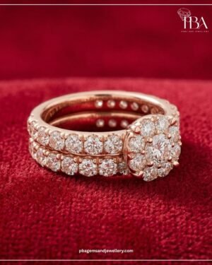9kt/14kt/18kt Gold Round Halo Dual-Band Diamond Ring