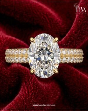 9KT/14KT/18KT GOLD YELLOW WOMENS RING WITH LAB GROWN OVAL SHAPED DIAMOND