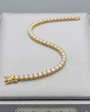925 SILVER TENNIS BRACELET ROUND MOSSINATE DIAMOND GOLD PLATTED