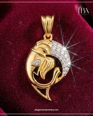 9kt/14kt/18kt Gold Lord Ganesha Pendant With LAB Diamonds