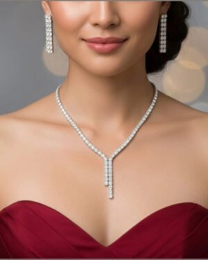 925 SILVER NECKLACE & EARRING SET WITH LAB GROWN DIAMOND