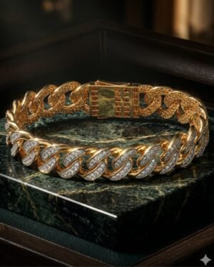 18KT GOLD MENS BRACELET WITH LAB GROWN DIAMONDS
