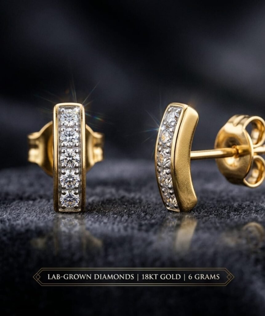 18KT GOLD STUDDED EARRING WITH LAB GROWN DIAMOND