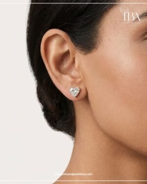 925 SILVER HEART STUD WITH MOISSANITE DIAMOND