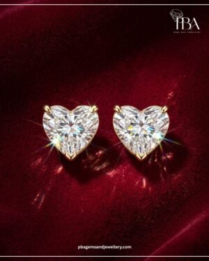 9kt/14kt/18kt GOLD HEART DIAMOND STUD WITH LAB GROWN DIAMOND