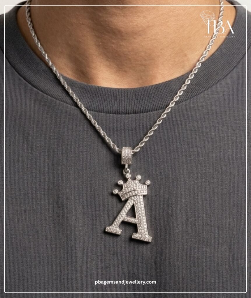 925 SILVER CUSTOM LETTER PENDANT WITH MOISSANITE DIAMOND