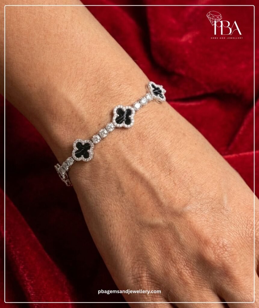 925 SILVER BRACELET WITH COLOUR MOISSINATE DIAMONDS
