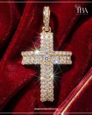 9kt/14kt/18kt GOLD CROSS PENDANT WITH LAB GROWN DIAMOND