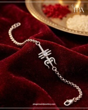 925 SILVER TRISHUL RAKHI WITH MOISSINATE DIAMONDS