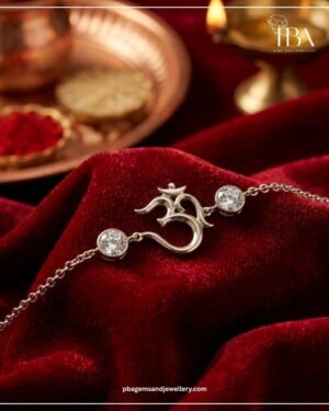 925 SILVER OM RAKHI BRACELET WITH MOISSINATE DIAMOND