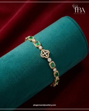 925 SILVER YELLOW POLISHED BRACELET WITH MOISSANITE & CZ DIAMONDS