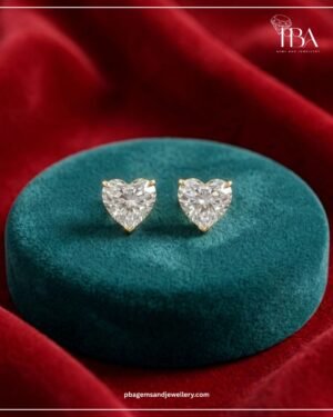 9KT/14KT/18KT HEART SHAPE GOLD STUDS WITH LAB GROWN DIAMOND