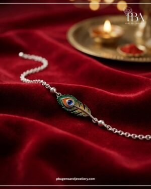 925 SILVER PEACOCK FEATHER RAKHI
